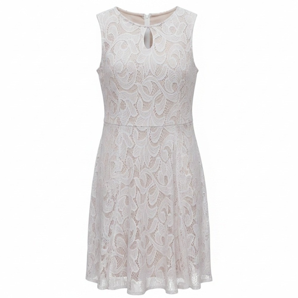 London Style collection Romantic Occasion white lace sleeveless dress size 16